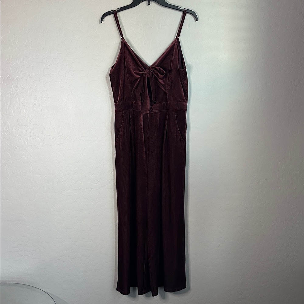 Gianni Bini GB Ribbed Bow Front Velvet Jumpsuit